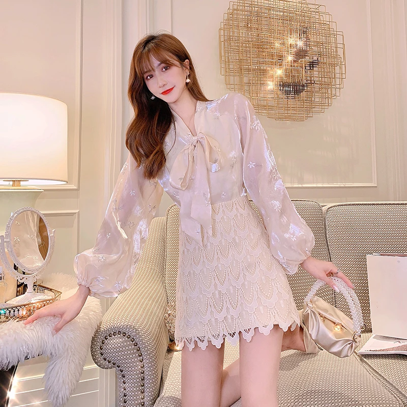 Женская кружевная юбка-шорты с высокой талией модель DK542 на осень 2020