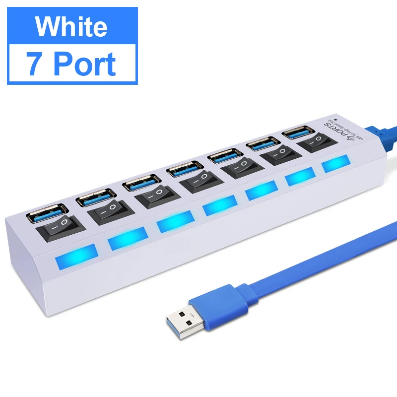 White EASYIDEA USB 3,0 концентратор мульти usb-хаб 3,0 USB разветвитель type C концентратор 7 портов расширитель usb-c Hab с адаптером питания type-C док-станция для ПК - Цвет: White