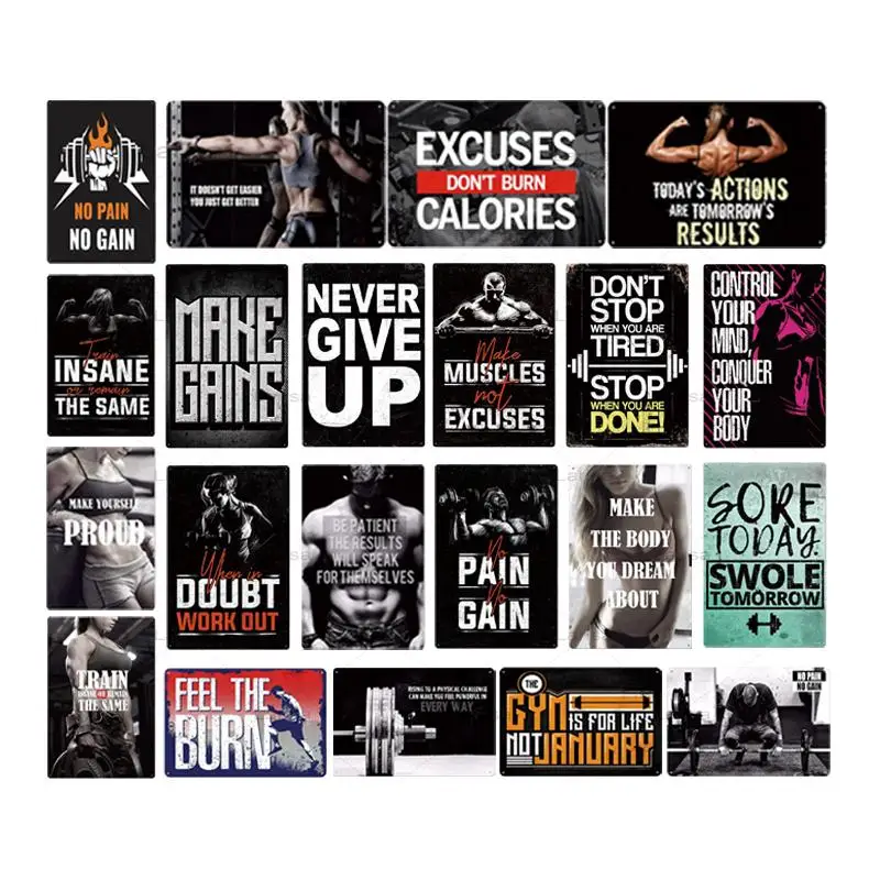 

Металлический плакат для тренажерного зала, наклейка на стену для мужчин, декоративная металлическая живопись