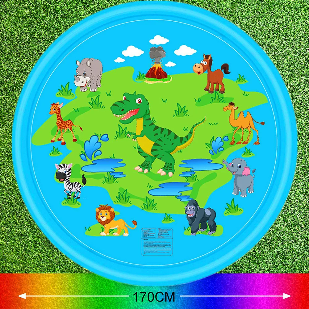 

Kids Outdoor Inflatable Dinosaur Rainbow Sprinkle Waterproof And Anti-Skid Mat Water Play Pad Toy