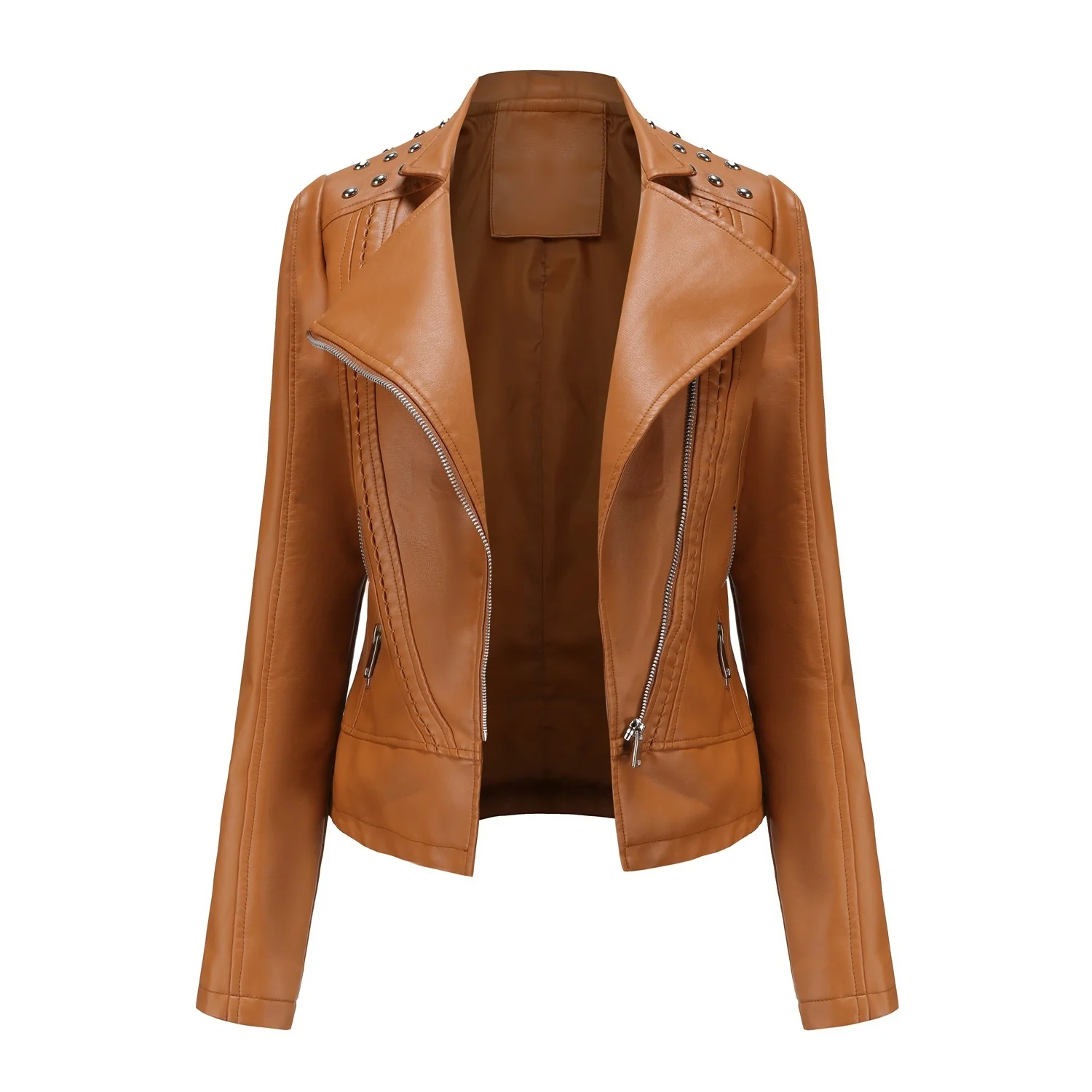 

2020 New European Spring And Autumn Women's Leather Jacket Women's Slim Jackets Coat Women's Motorcycle Outwear KZ282