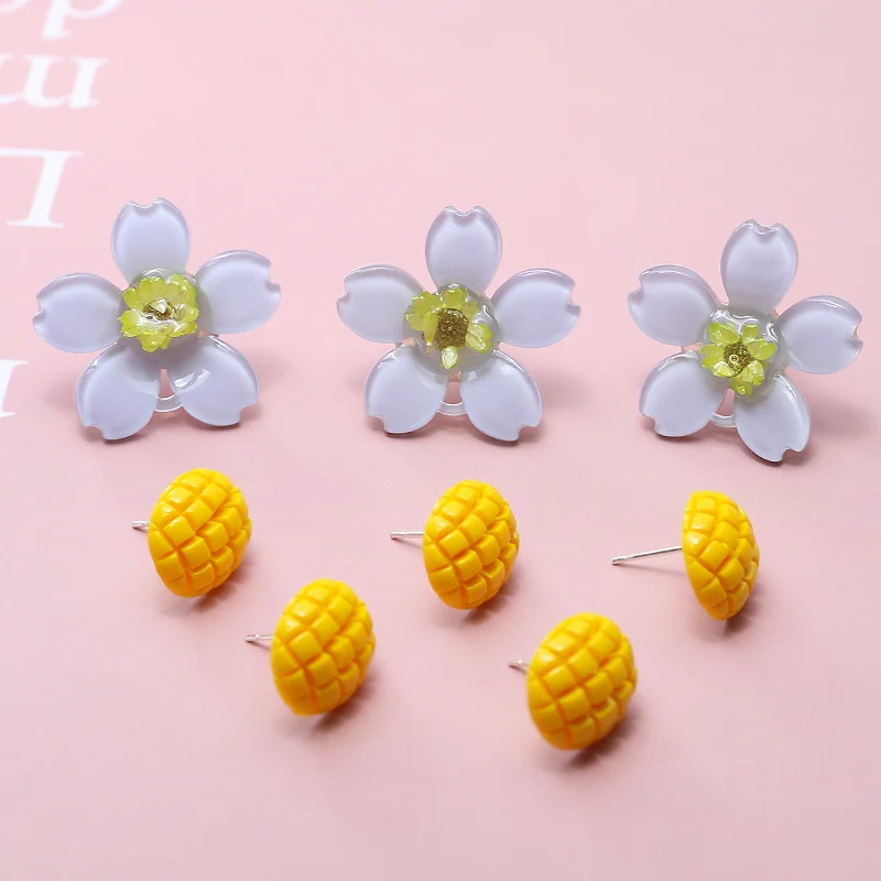 

Маленький свежий ананас синий цветок из смолы милый Универсальный Повседневный s925 серебряные аксессуары «сделай сам» материал для сережек