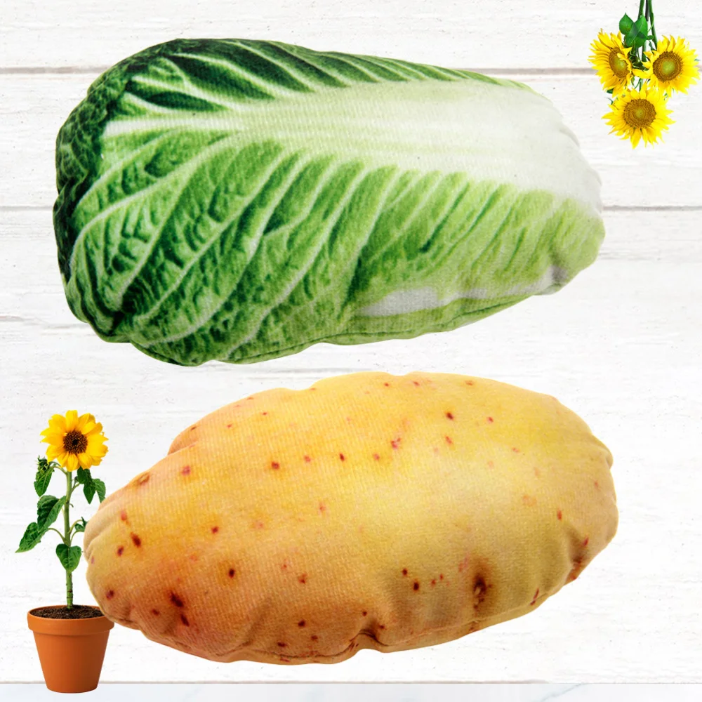 

2PCS Simulate Food Design Squeaky Chew Funny Bite Resistant Adorable Creative Vegetable Shape Stuffed Plush Toys Pet