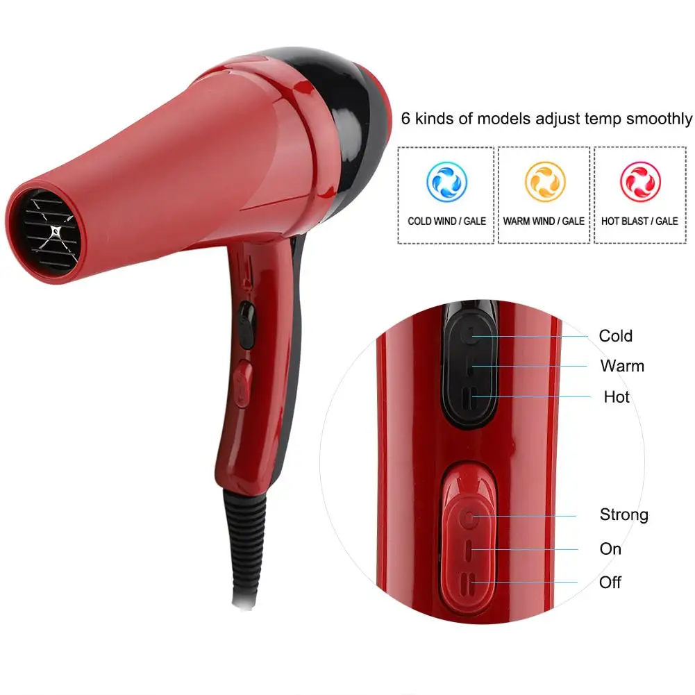 

110/240V 2000W Hair Dryer Blower Hot Cold Wind Hair Dryer for Hair Styling with 2 Nozzle Travel Household Electric Hair Blower