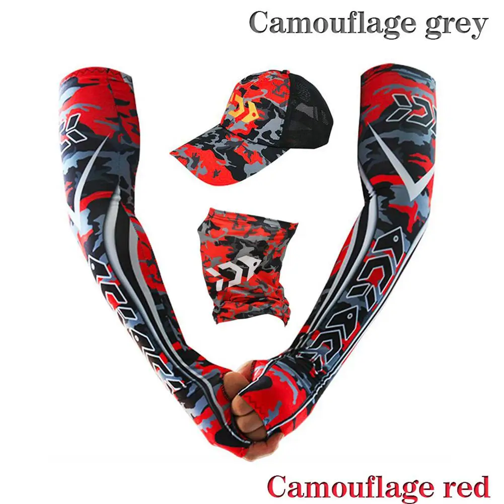 Mounchain Men Fishing Caps Arm Sleeve Headdress Sweat Absorption Sunshade Outdoor Sports Hat Set Warmer Sportswear Equipment | Спорт и