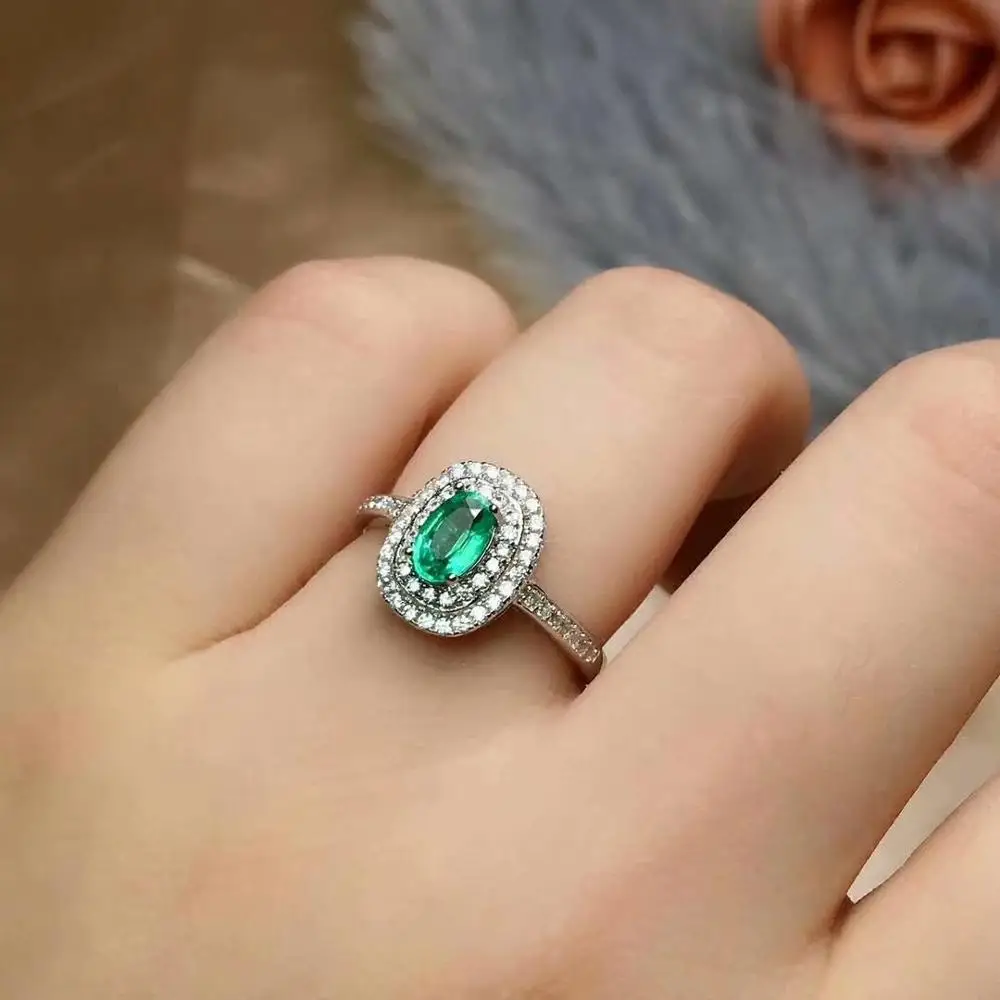 

SHILOVEM 925 sterling silver Natural Emerald classic fine Jewelry women wedding wholesale new gift ctz0406999agml