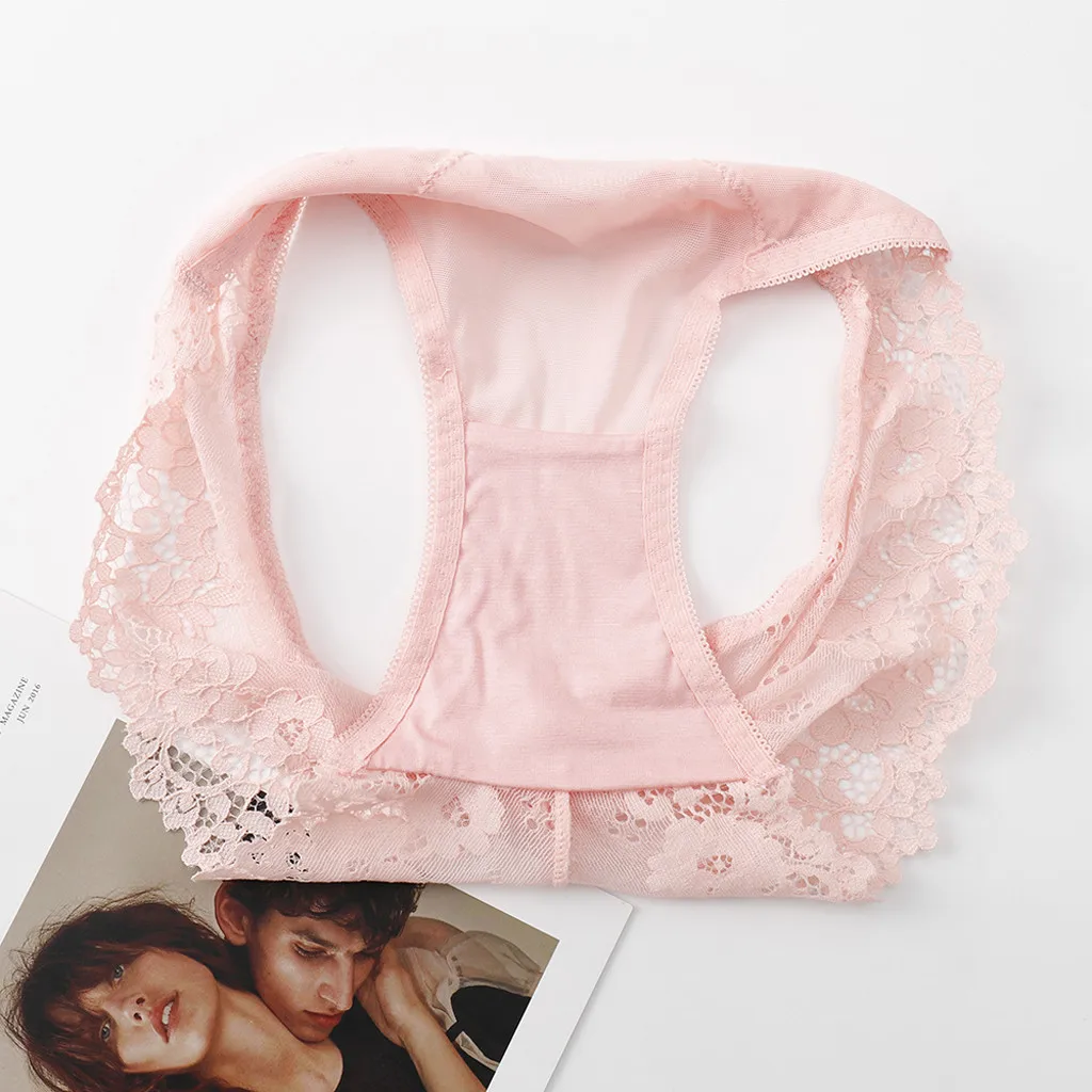 

Women Sexy Lace Lingerie Perspective Floral Erotic Underwear Panties For Women Solid Color Brief Underpants