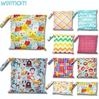 Сумка для детских подгузников Warmom, водонепроницаемая сумочка на молнии с принтом для влажного и сухого подгузников, дорожная сумка-сумка для хранения подгузников для коляски