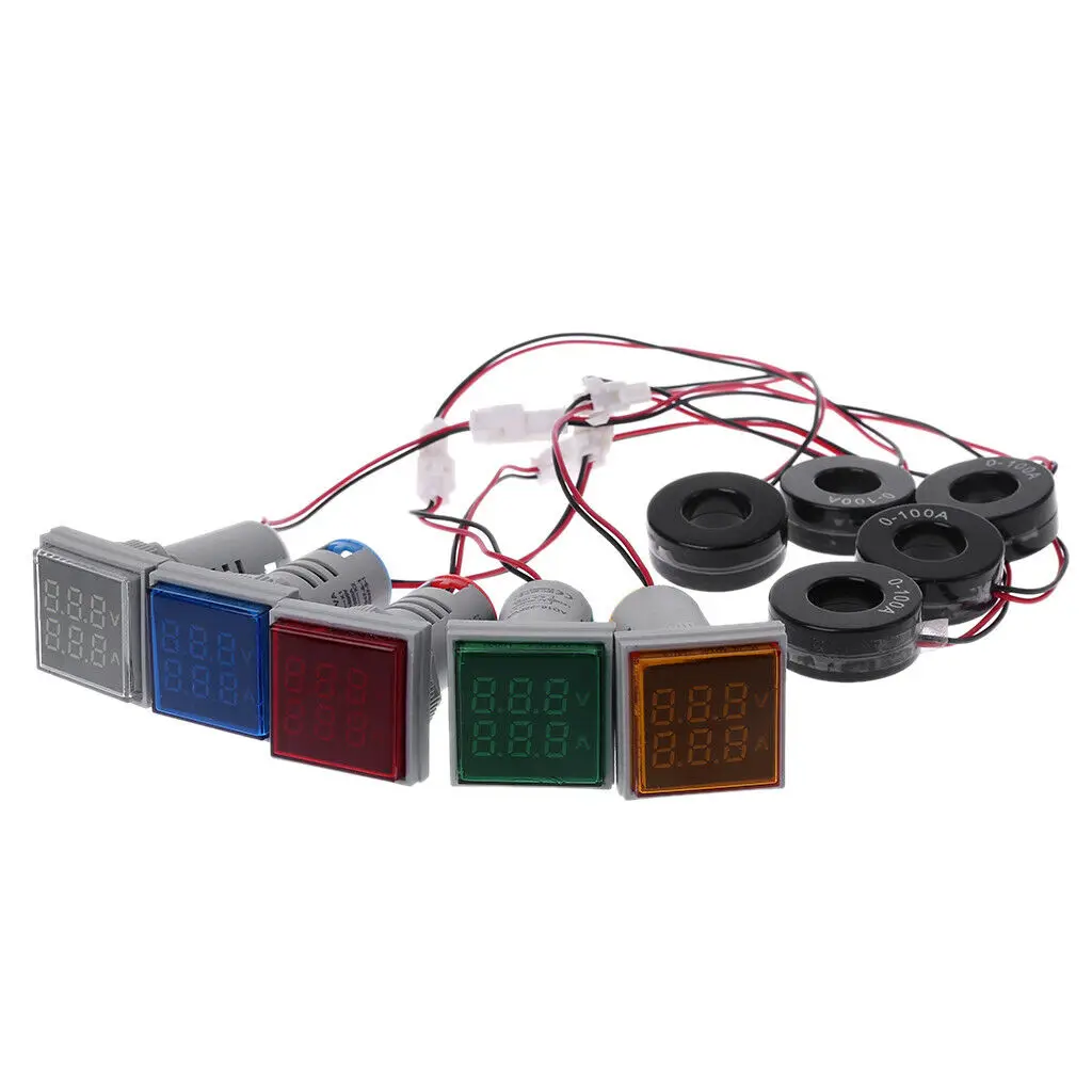 

22MM AC 60-500V 0-100A LED Voltage Current Indicator Voltmeter Ammeter Meter
