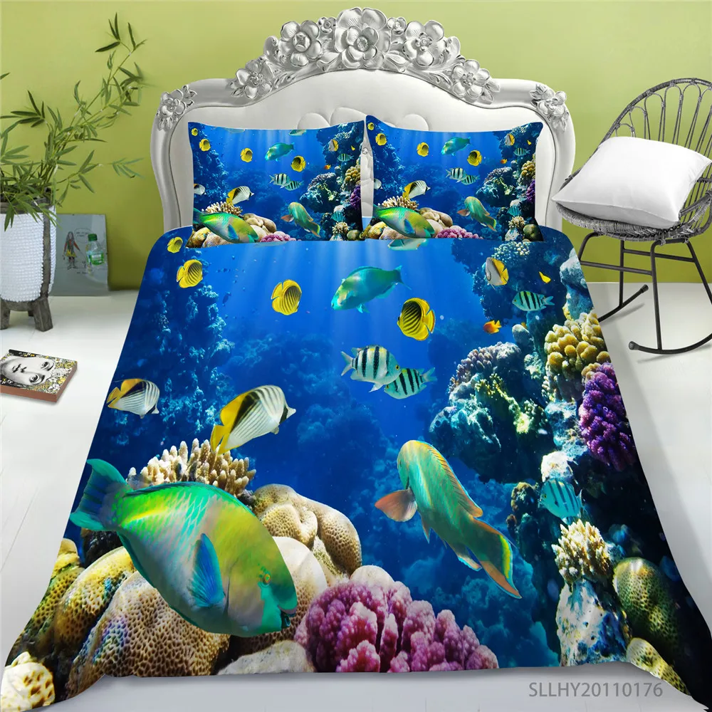 

3D Bedding Set Ocean Series Duvet Cover Set King Queen Full Double Single Size Unique Design Bed Set