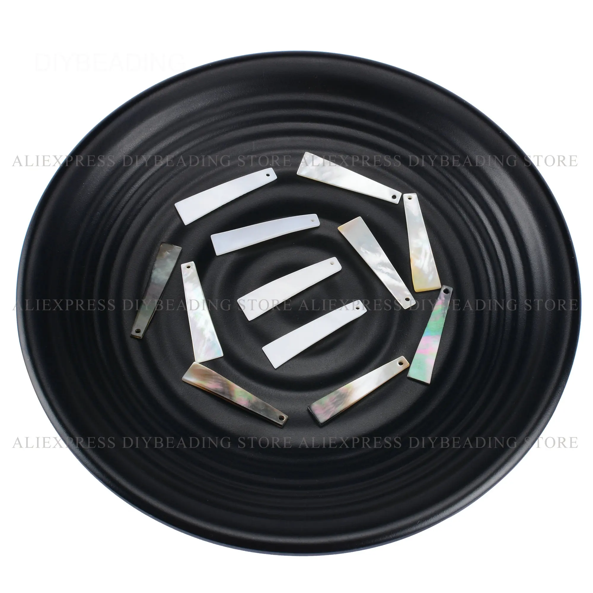 

4-100 Pcs Natural White/Black MOP Shell/Freshwater Shell Trapezium Geometric Pendant for Earring Necklace Making
