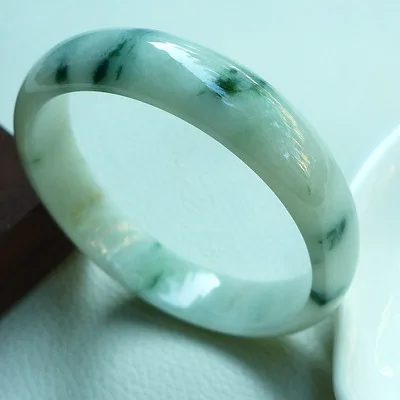 

zheru Jewelry Natural Burmese Jadeite 54mm-64mm Light Blue Flower Bracelet Elegant Princess Jewelry Best Gift for Mom and Girlfr