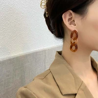 fashion jewelry chain earrings hot selling high quality clear brown resin earrings for women girl party jewelry gift