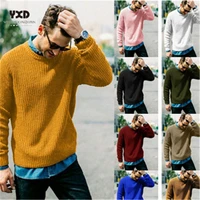 brand men clothes 2020 new fashion winter thick warm solid color fit o neck vertical stripe jacquard men pullovers sweater k pop