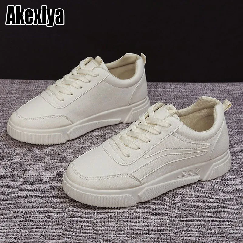 

Women Shoes Fashion Sneakers Pu Leathers Solid Flats Shoes Woman Brand White Shoes Breather Lace-up Platform BC3118