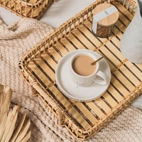handmade rattan trays decorative simple retro pan household square storage tray kitchen items weed trays