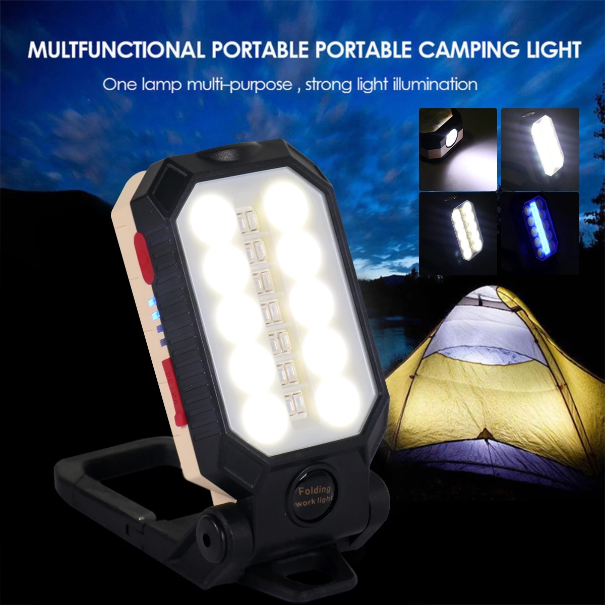 

USB Rechargeable COB Work Light Portable Led Flashlight Torch Tactical Flashlight Head Waterproof Camping Lantern Power Display