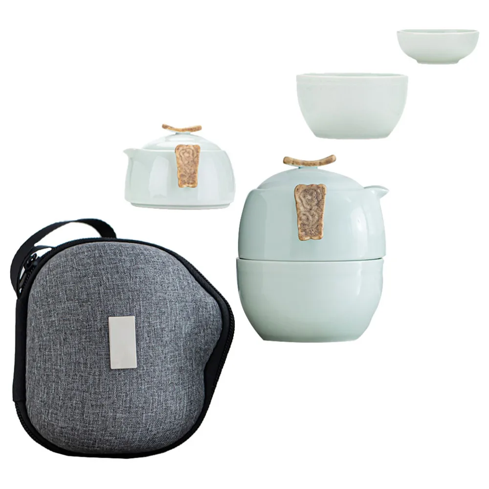 

1 Set of Outdoor Teapot Ceramic Tea Cup Household Teaware Vintage Teaware Green