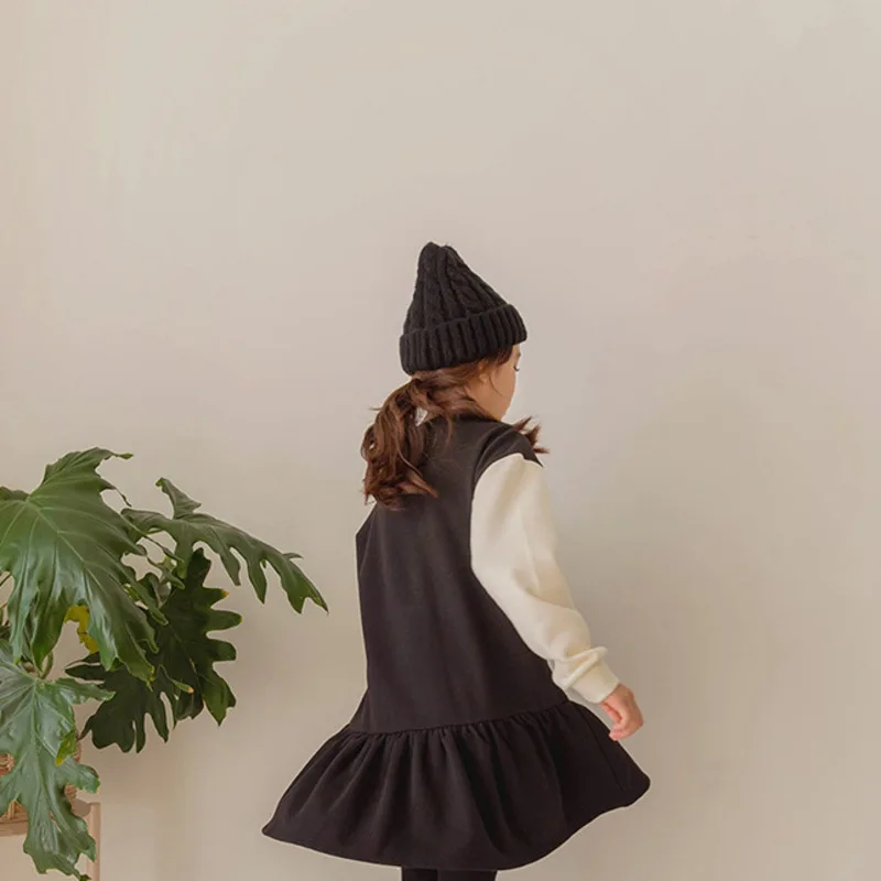 

2020 New Velvet Children Clothing Teenage Girls Dresses Casual Winter Autumn Fashion Long Sleeve Kids Sweatshirts Clothes Black
