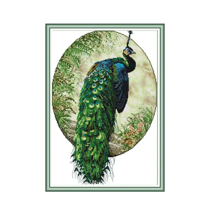 

Peacock 4 cross stitch kit aida 14ct 11ct count printed canvas stitches embroidery DIY handmade needlework