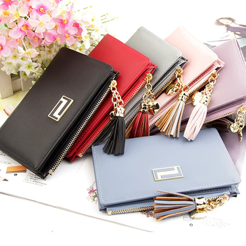 

Short Women Wallets Zipper Tassel Wallet Soft Leather Ladies Card Holder Slim Purse Carteira Female Wallet Small Cartera Mujer
