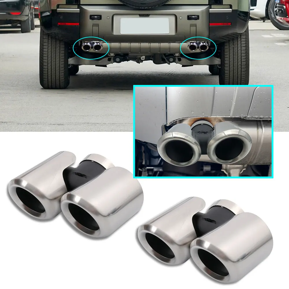 

for Land Rover Defender 90 110 20-22 Stainless Steel Dual Rear Noise Canceller Car Exhaust Pipe Muffler Tail Pipe Double Outlet
