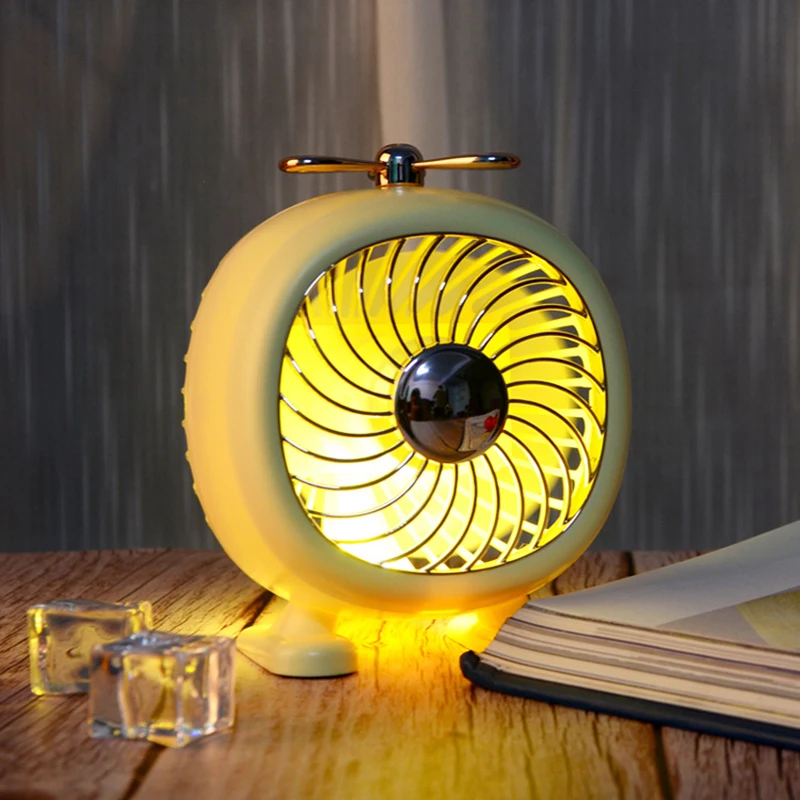 

Night Light Creative LED Table Lamp Mini Electric Fan USB Rechargeable Bedside Lamp 2 Levels DimmableDesktop Decorative Lamp