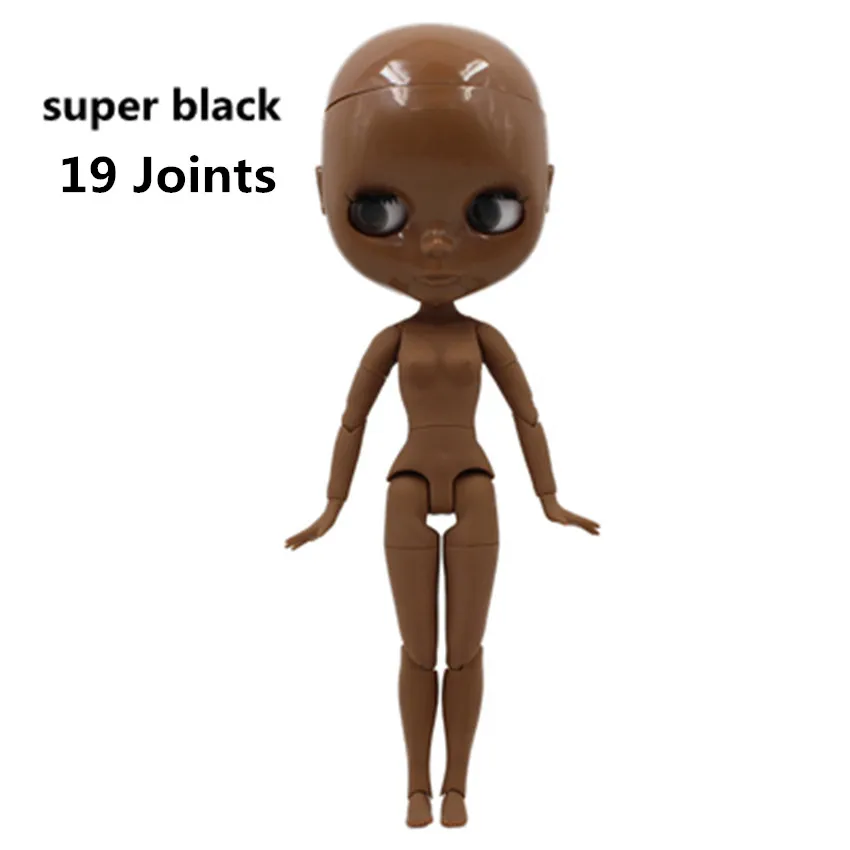 super black 19 Joint Фабрика Blyth кукла BJD, 19 суставов, нео-кукла Обнаженная голова индивидуализированные куклы могут изменить Макияж DIY, 1/6 мяч соединены куклы - Цвет: super black 19 Joint