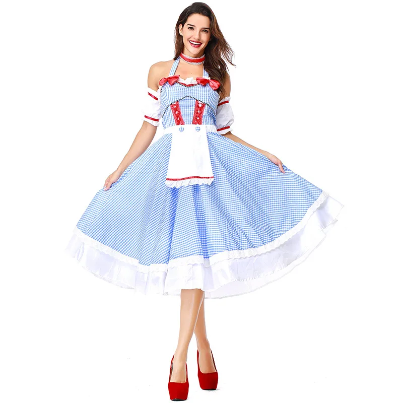 Хэллоуин волшебник Оз женщины Dorothy Gale голубое платье DG girl костюм с резинкой для
