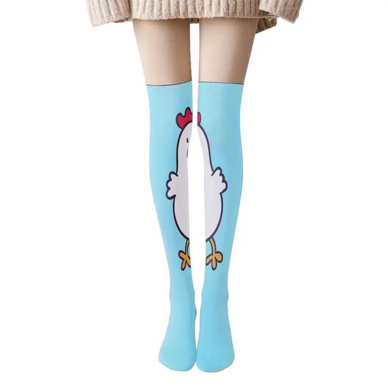 Модные длинные чулки до колена с леопардовым принтом женские забавные пикантные