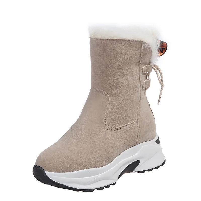 

Winter Boots Women Snow Boots Fur Platform Shoes Mid-Calf Waterproof Boots Black Warm Female Shoes Botines Mujer Plus Size