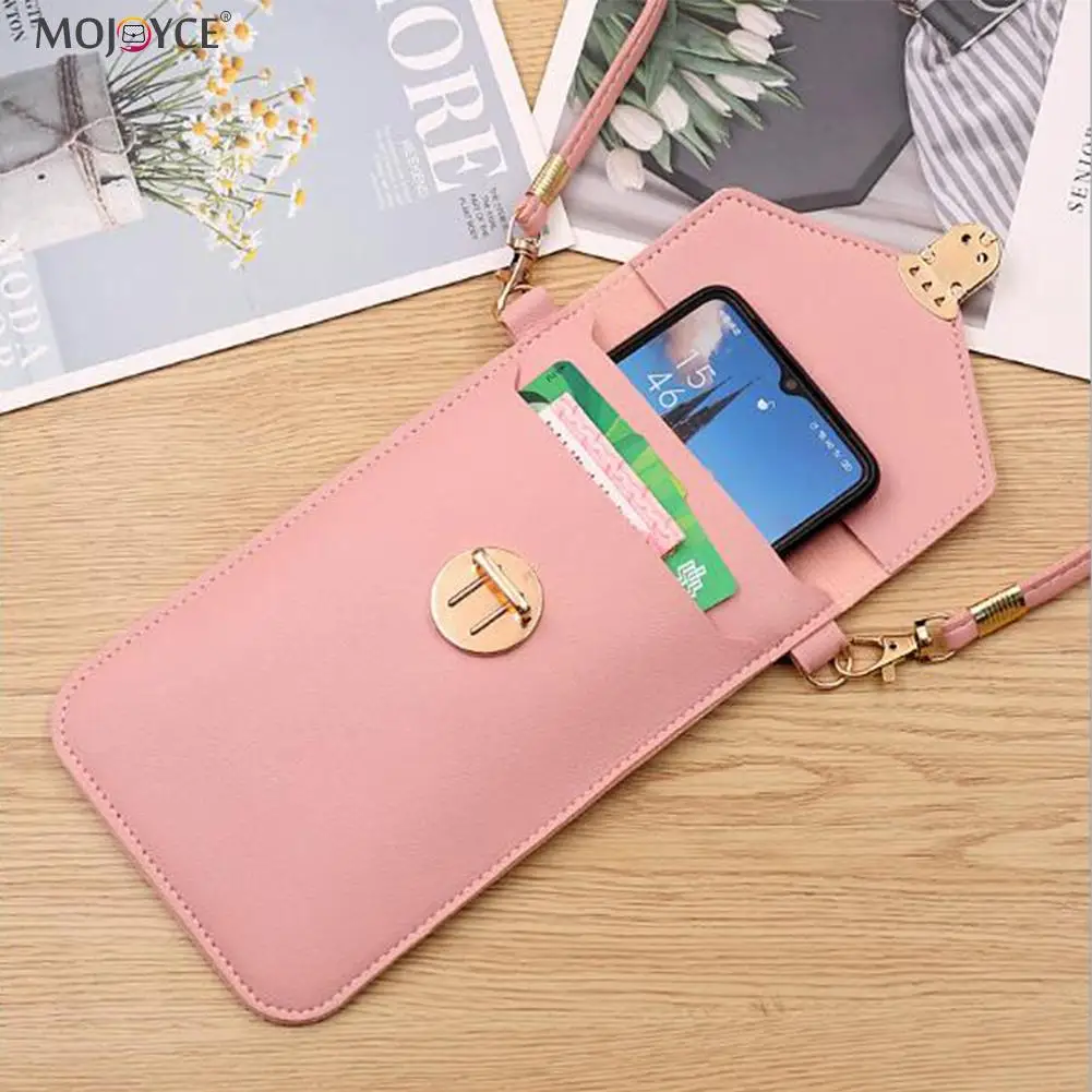 

Women Portable Solid Color Crossbody Shoulder Purse New Fashion Touchable PU Leather Hasp Phone Bag Casual Thin Belt Handbags