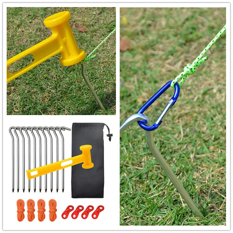 

4/6/10pcs Aluminum Ground Pile 7 Inch Tent Pile Metal Tent Pile Heavy Duty Steel Courtyard Camping Pile Tarp Hook Accessories