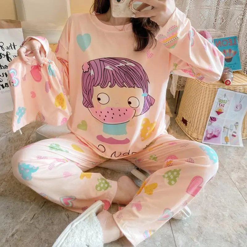 

Pajamas Fashion Women's Loose Long Sleeve Round Neck Casual Cute Set Loose 2/piece Set