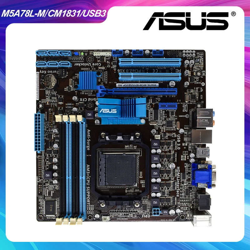 ASUS M5A78L-M/CM1831/USB3/DP_MB Socket AM3 AMD 760G      DDR3 Athlon II CPU HDMI USB3.0 SATA3 PCI-E X16 