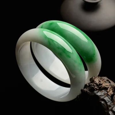 

Send Certificate Natural Myanmar Emerald A Grade Ice Bottom Green Two-color Jade Bracelet Princess Female Friends Gift