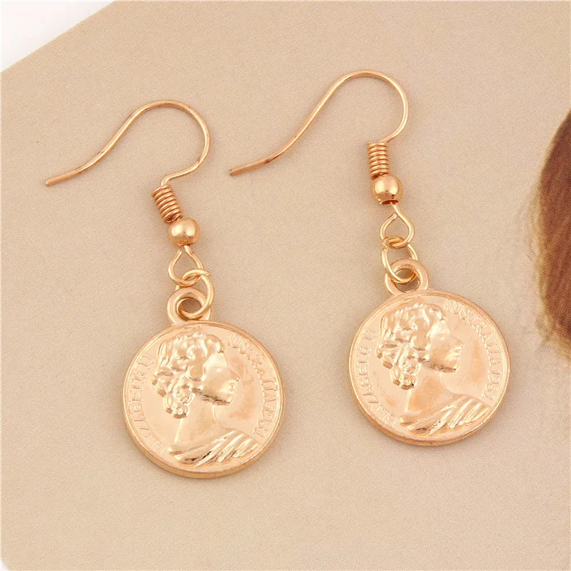 Женские серьги-аватары в форме монеты 1 пара золотых круглых подвесок подарок для