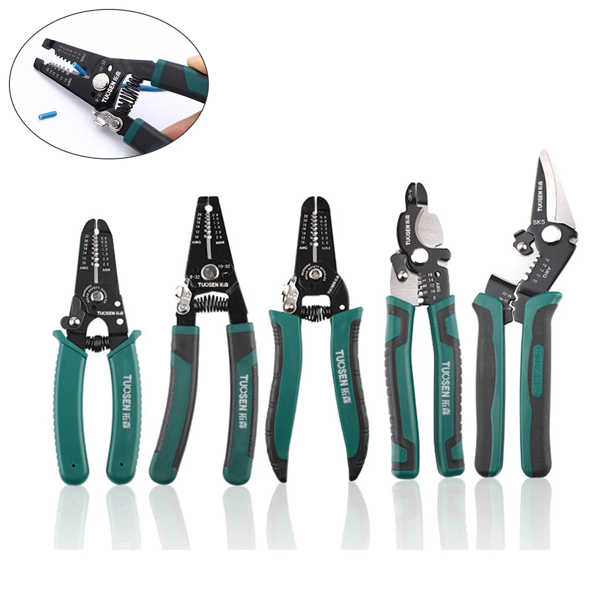 

10-20AWG / 0.6-2.6mm Crimper Cable Cutter Automatic Wire Stripper Multifunctional Stripping Tools Terminal Crimping Pliers
