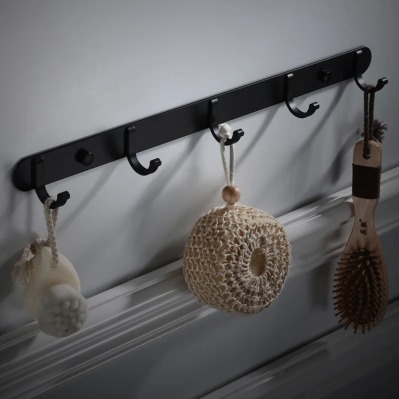 5 крючков для полотенец висящих на стене Белый/Черный алюминиевый крючок одежды