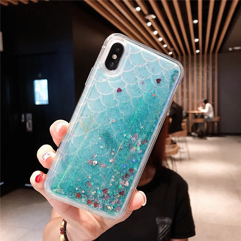 Блестящие Блестки Aurora Fish scale блестящий чехол из ТПУ для iPhone6s 7 8 Plus X XR XS MAX laser Sakura