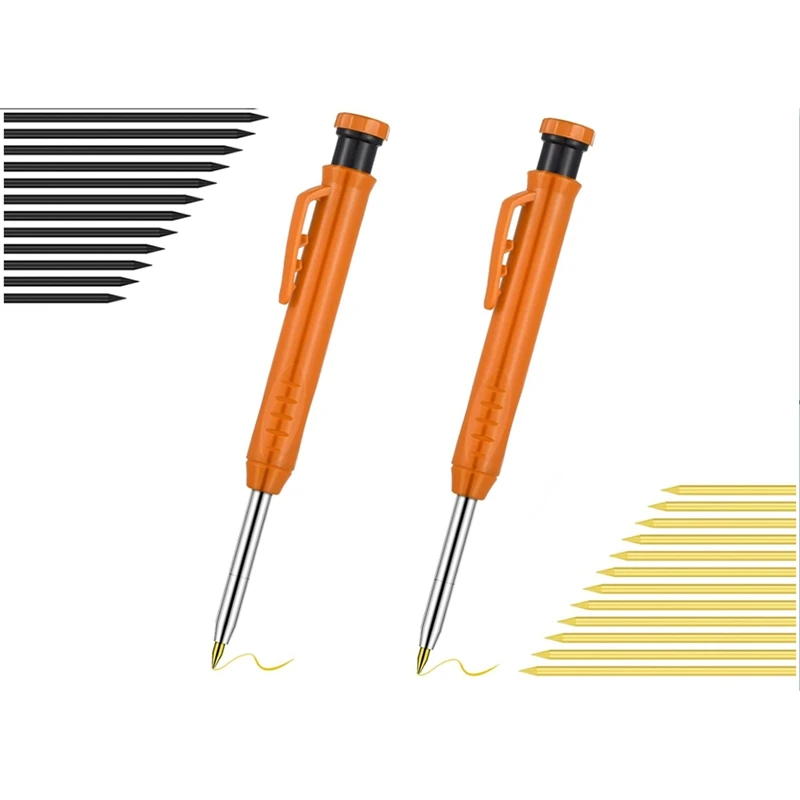 

Solid Carpenter Pencil with Sharpener and Leads Mechanical Pencils for Wood Flooring Marker Carpenters Drawing Scriber