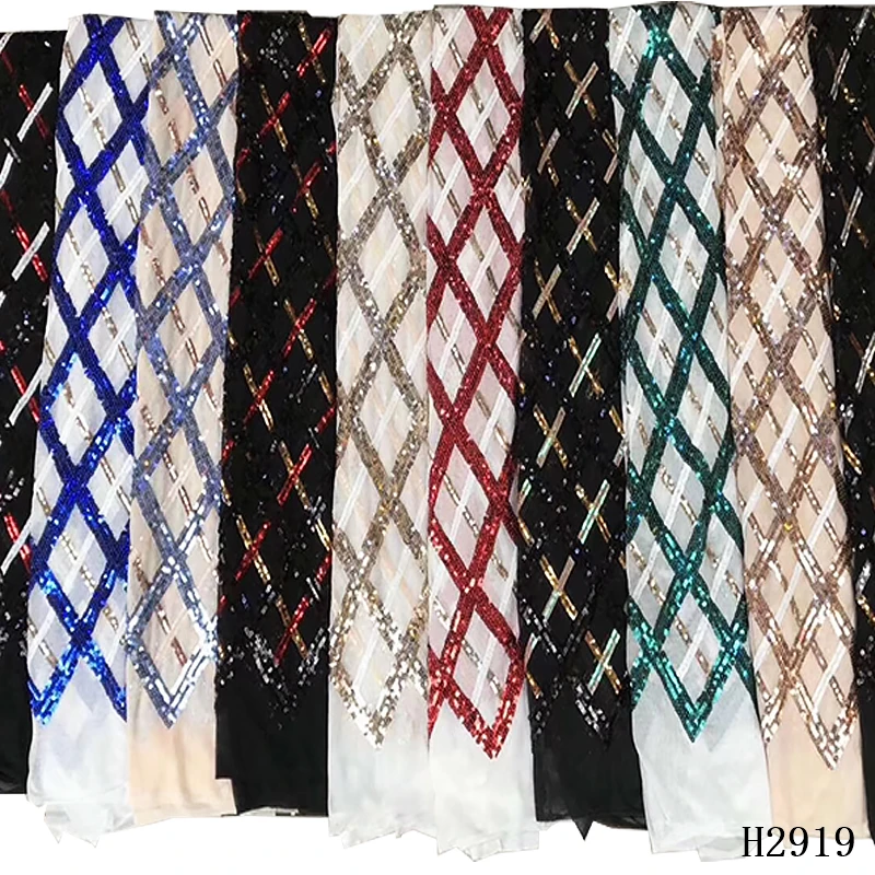 Высококачественная блестящая сетчатая кружевная ткань с блестками золотистого