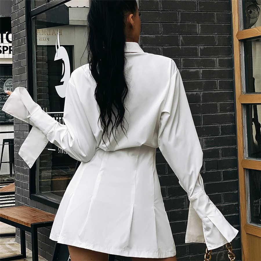 Женские платья-рубашки Lessverge повседневные однотонные с длинными рукавами и