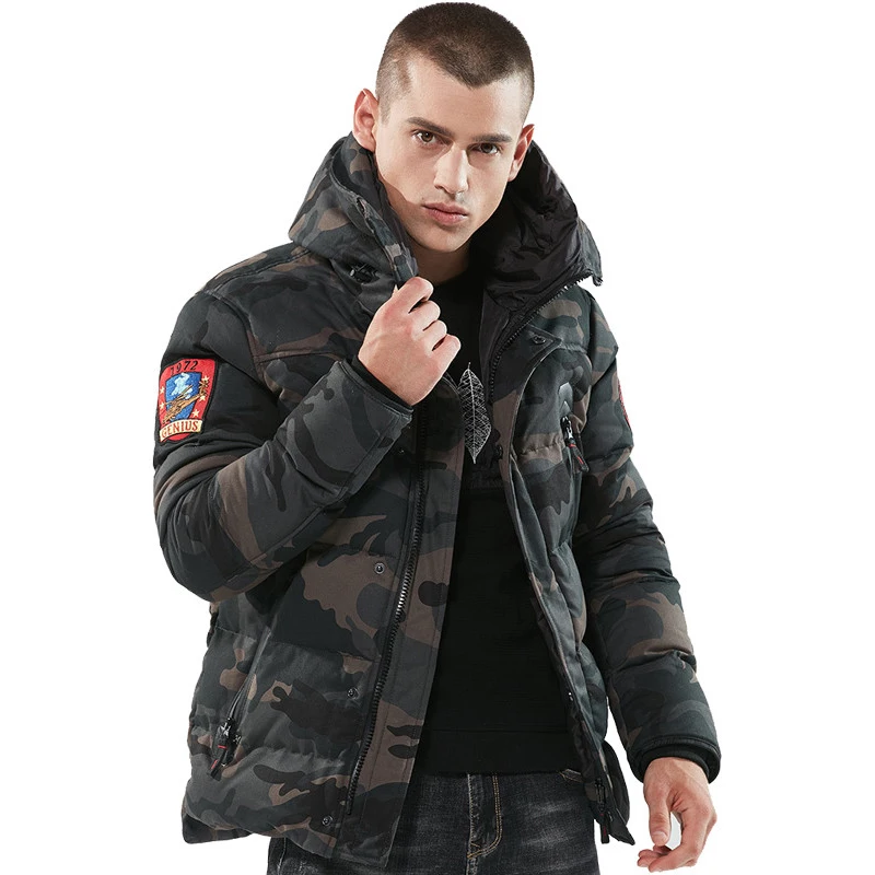 Men's winter coat camouflage thick silk cotton Europe and America warm hooded jacket | Спорт и развлечения