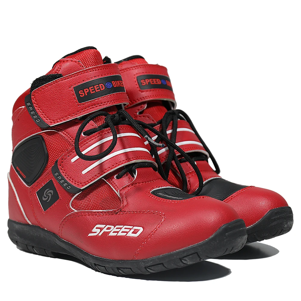 Мотоциклетные кожаные ботильоны из микрофибры Уличная обувь для мотогонок