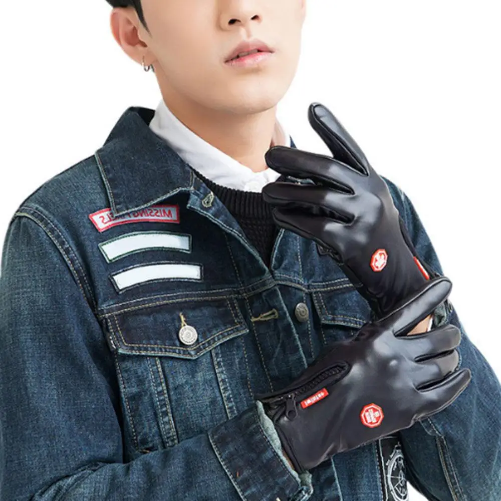 

Practical Cashmere M/L/XL Keep Warm Non Slip Winter Gloves Warm Gloves Bicycle Waterproof Leather Gloves Rain-Proof Motorcycle