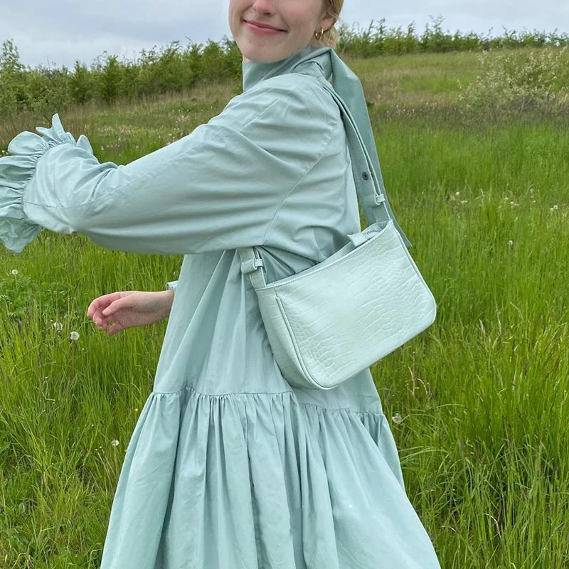 

2020 Luxury Brand Shoulder Bag Retro Alligator Handbag Fashion Baguette Shape Bag Women Underarm Bags Bolsa de hombro