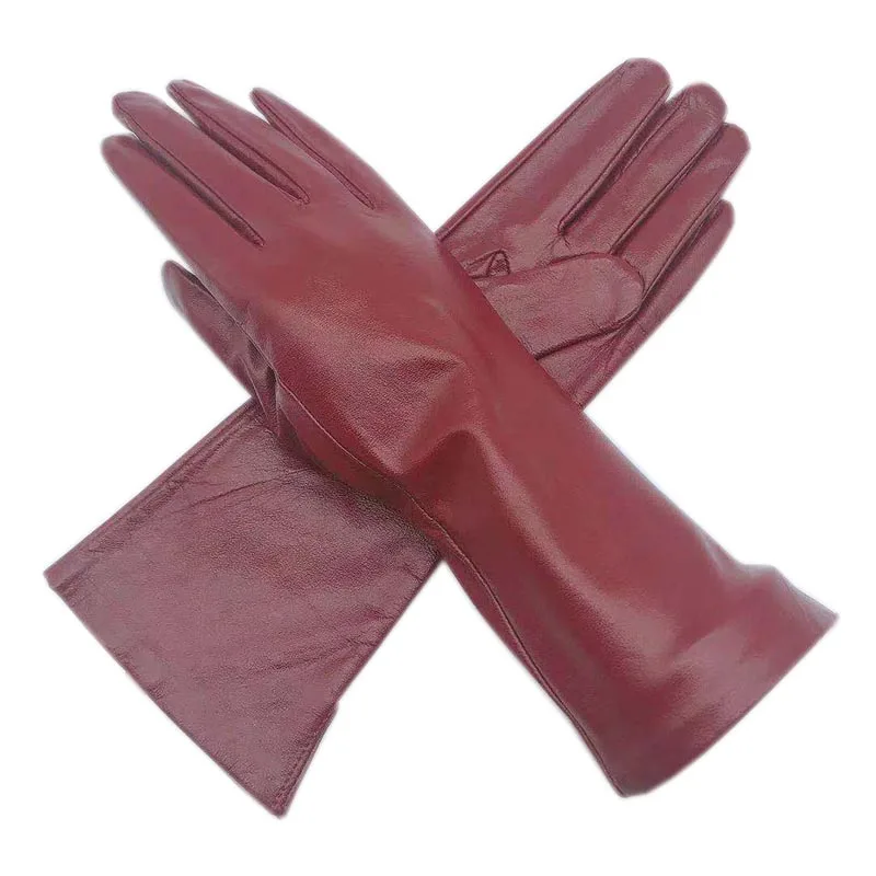 Кожаные перчатки зимние женские модные новые из овечьей кожи кожаные с рукавами