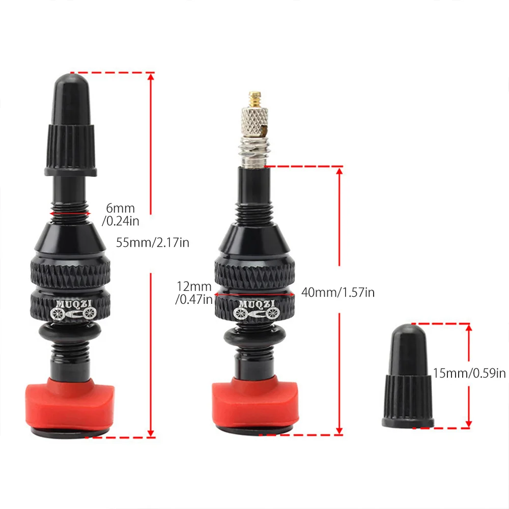 

2PCS Bicycle Tubeless Tire Presta Valve Brass Core Optional Brass CNC Machined Alloy Stem 40mm for MTB Tubeless RimsAlloy Cap