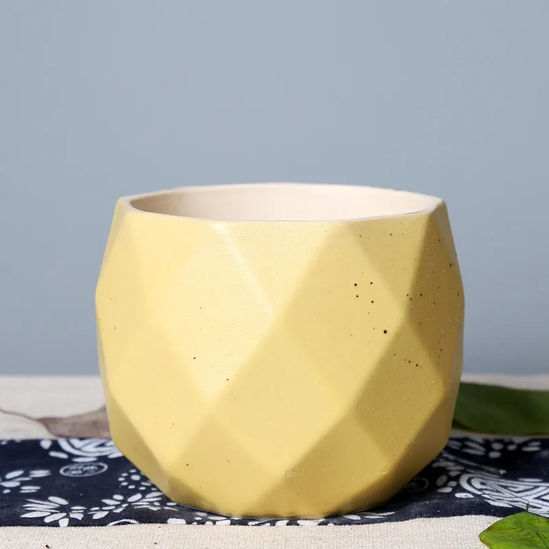 Creative Ceramic Diamond Geometric Flowerpot Simple Succulent Plant Container Green Planters Small Bonsai Pots Home Decoration | Дом и сад